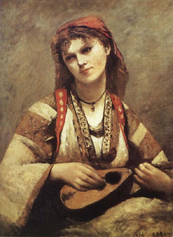 Corot Camille Christine Nilson or Bohemia with Mandolin china oil painting image